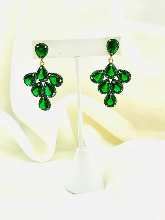 Emerald Earring Studded with Micro Zirconias