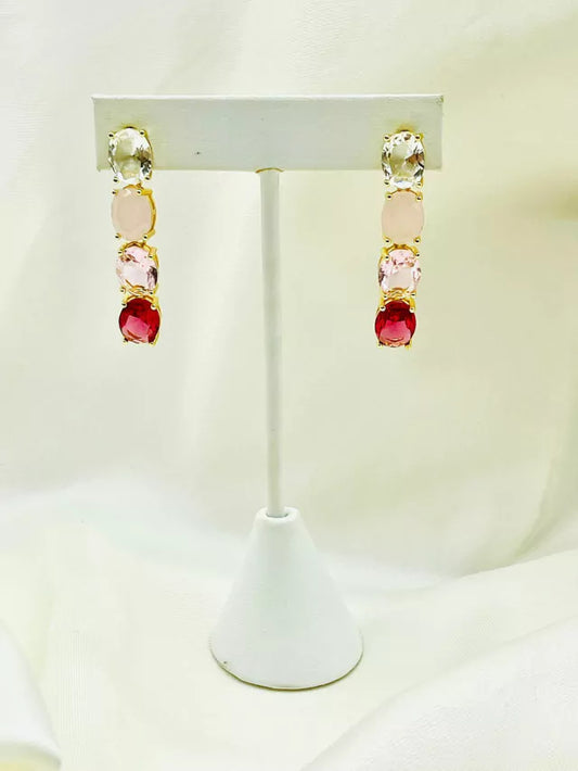 Earring with 4 Colored Fusion Stones