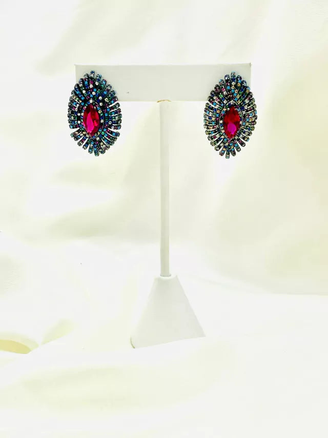 Ruby Earring Studded with Colored Micro Zirconias