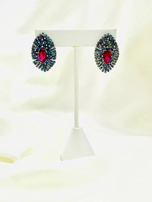 Ruby Earring Studded with Colored Micro Zirconias