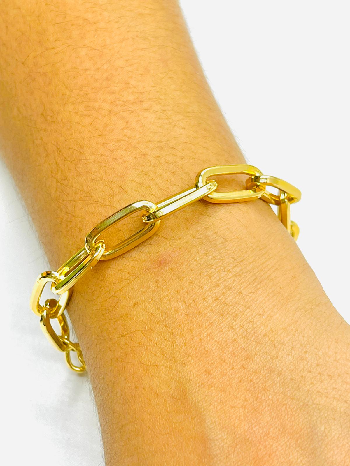 Rectangular gold link bracelet